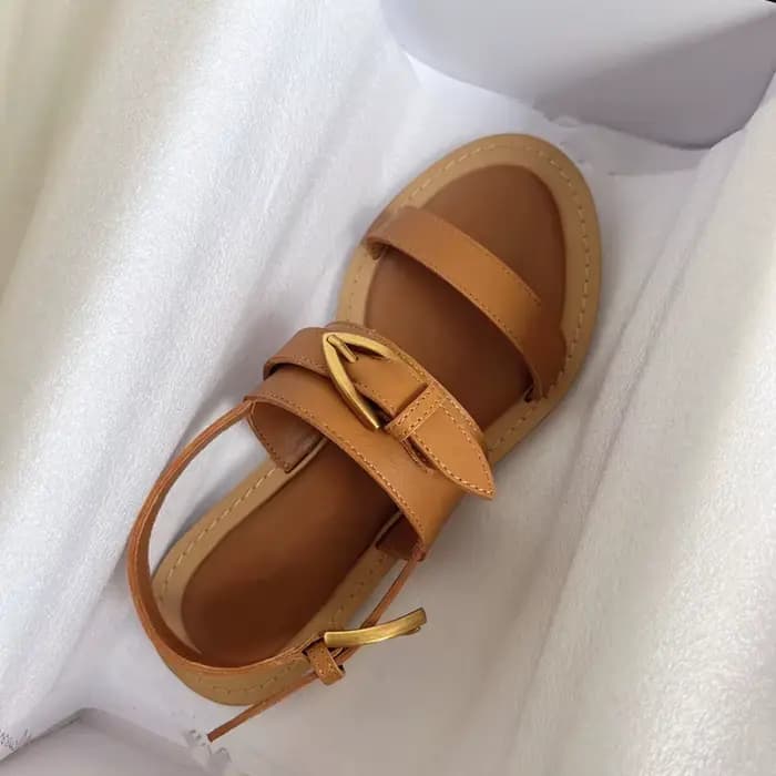 Sandales d'été 2026 pour femmes, nouvelle mode, sandales rétro en cuir de vachette faites à la main, chaussures plates en cuir véritable, Sandalias Femininas