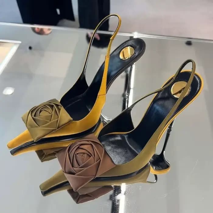 Nouvelles sandales à talons aiguilles pointues et fleuries pour femme, collection Printemps-Été 2026, tendance sexy et mode, à bride arrière