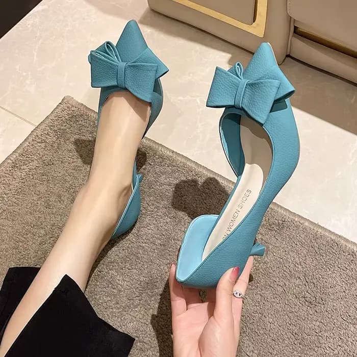 Escarpins à Talons Fins pour Femme, Chaussures de Soirée à Enfiler, Élégantes, Bleues, Pointues, Parker, Solide, Document, Lumines2023, Nouveau, Bow107