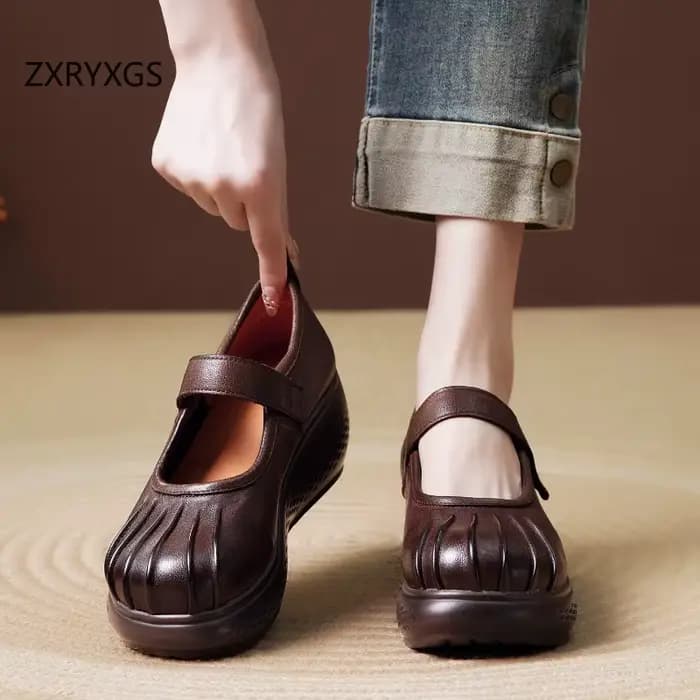 ZXRYXGS Chaussures classiques rétro en cuir véritable de qualité supérieure