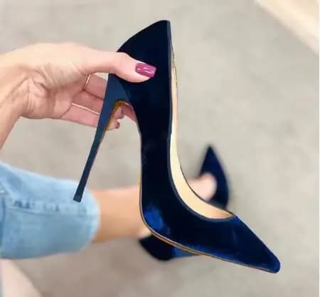 Escarpins pointus en velours à enfiler peu profond pour femmes