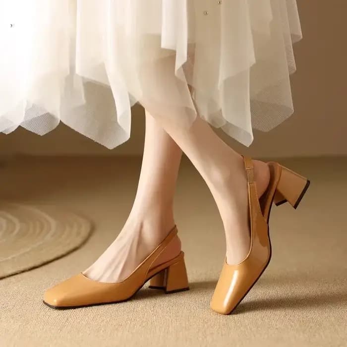Sandales Slingback élégantes pour femmes, chaussures d'été, rose, noir, nu, talons moyens, escarpins à bout fermé, chaussures de fête au bureau, grande taille 45