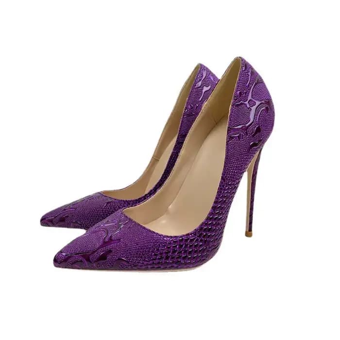 Chaussures de luxe violettes à talons hauts pour femmes
