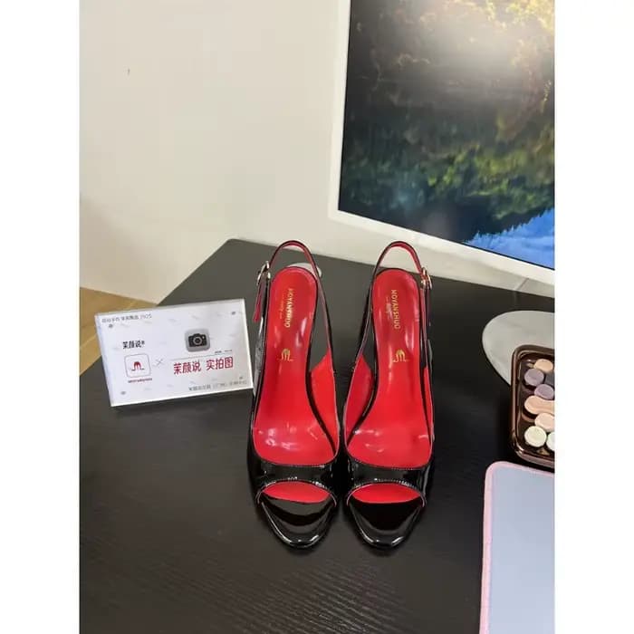 Sandales noires à bout ouvert, talons aiguilles super hauts de 12 cm avec bride arrière rouge laser, talon fin, sexy, grandes tailles pour femmes