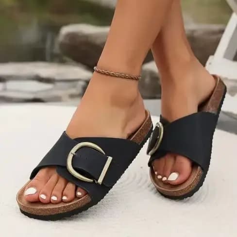 Soldes d'été de la saison : Sandales tendance à semelle en liège pour femme