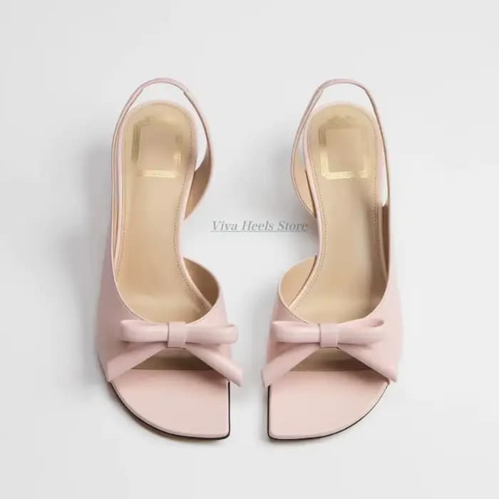Sandales élégantes à talons bas en satin avec nœud pour femme