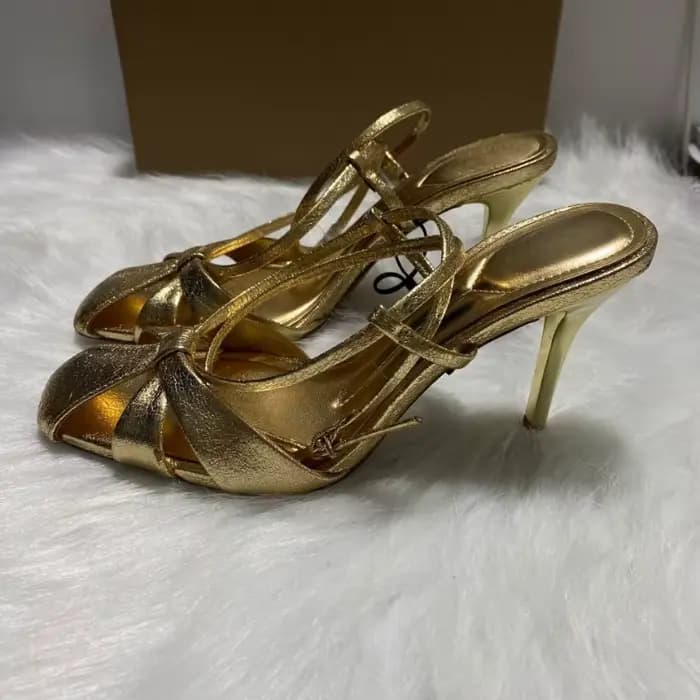 Sandales de gladiateur à talons hauts dorés pour femmes