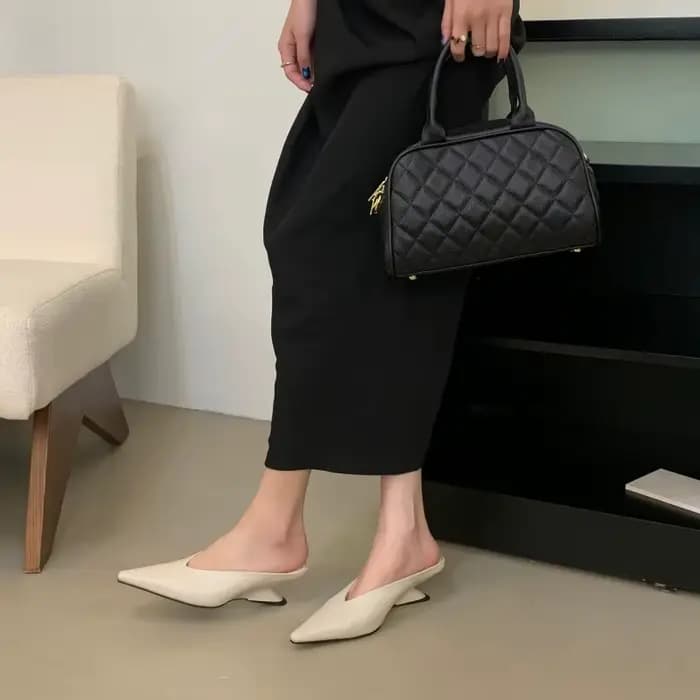 Mules en cuir véritable pour femme