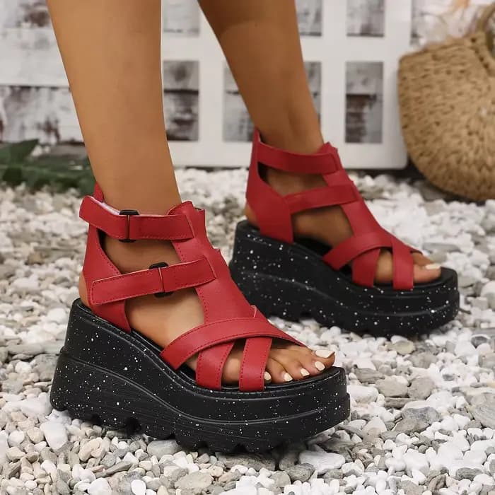 Femmes sandales été mode cuir plate-forme femme