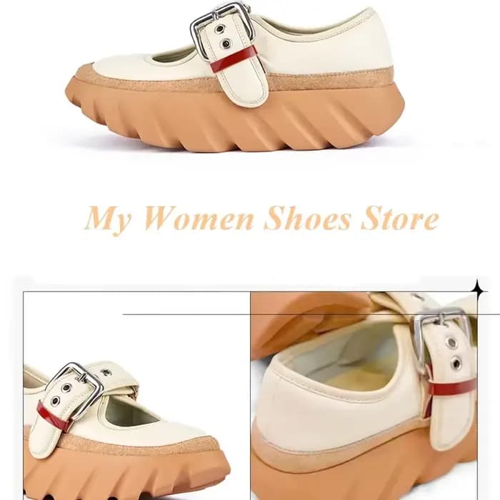Chaussures à talon épais avec bride à boucle