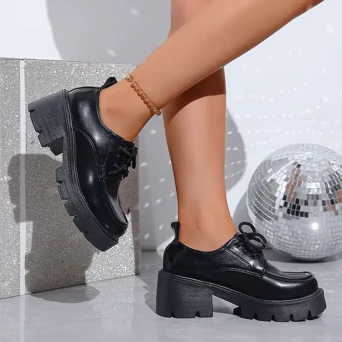 Escarpins plateforme vintage en cuir PU pour femme