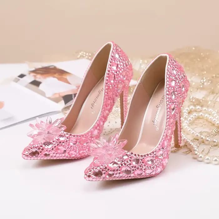 Talons hauts mariage femmes chaussures diamant pompes cendrillon cristal