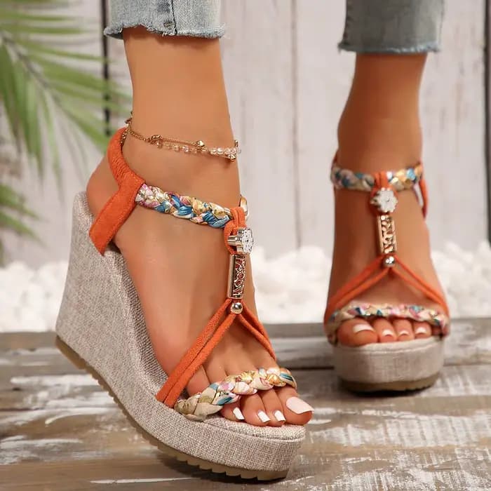Sandales compensées pour femmes – Chaussures d'été tendance de créateur