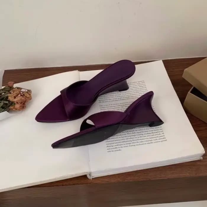 Chaussures pour femmes et jeunes filles, style pantoufle, mode été 2026, élégantes, à talons hauts, à talon compensé, à bout pointu, pour extérieur et banquets, 2018