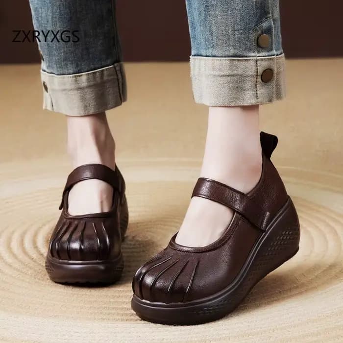 ZXRYXGS Chaussures classiques rétro en cuir véritable de qualité supérieure