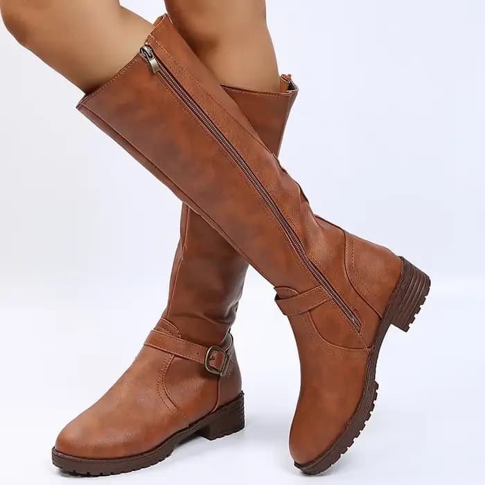 Bottes hautes au genou marron vintage pour femmes