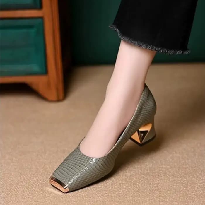 Escarpins français élégants à bout carré pour femmes, semelle souple confortable, talon épais élégant, chaussures de travail professionnelles peu profondes, tailles 35 à 43