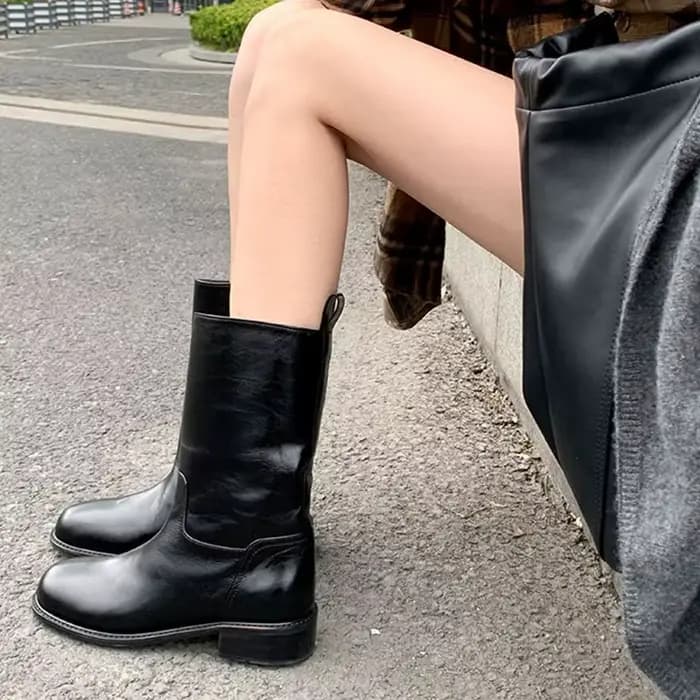 Chaussures mi-mollet à talon moyen pour femmes
