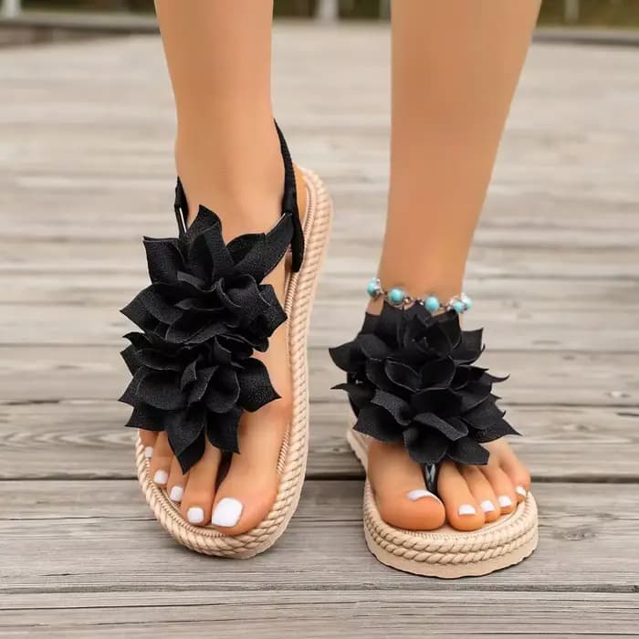 Nouvelles sandales femme à semelle souple et bride arrière, modèle 2026, avec décor floral, bout rond, à clipser, plates, confortables et légères