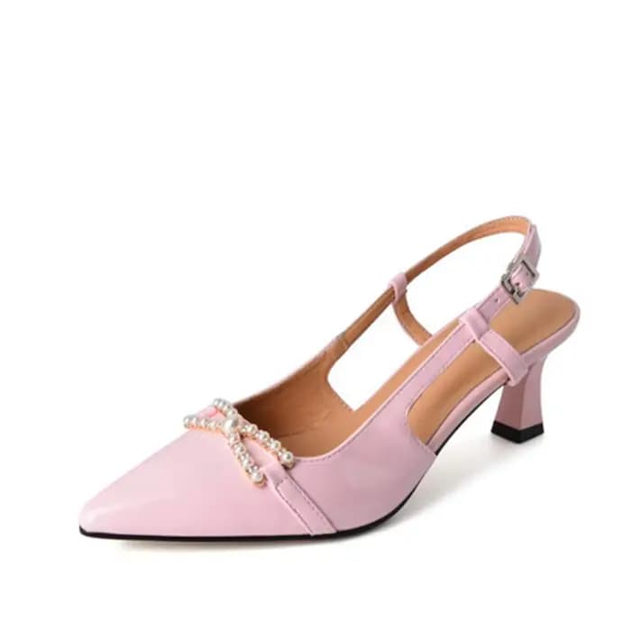 Gladiateur femmes sandales en cuir véritable célébrité d'internet rose talon haut élégant pointu fête bureau mode pompes chaussures HG131
