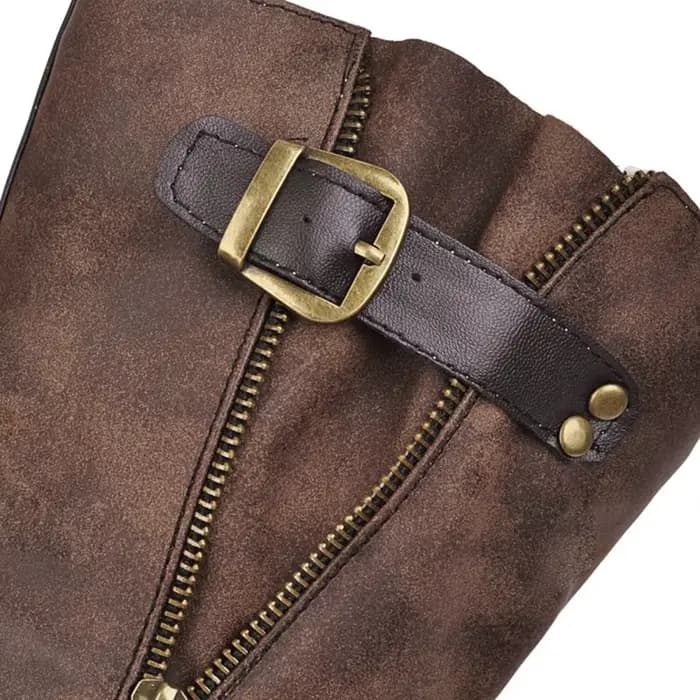 Bottes mi-mollet pour femmes bout rond talons épais fermeture éclair intérieure printemps automne hiver mode dames noir marron plate-forme botte longue D-52