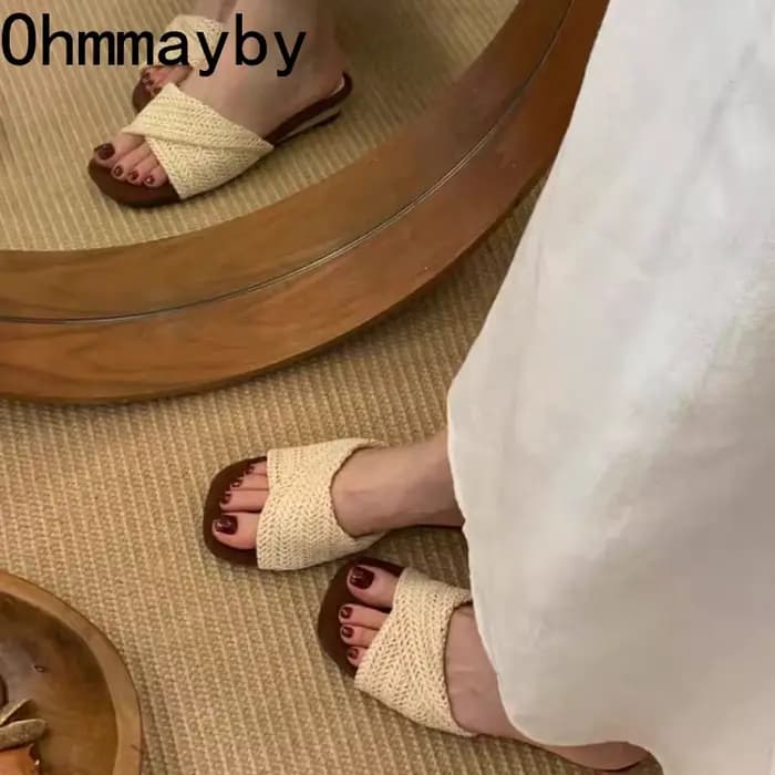 Sandales d'été tissées pour femmes, talons compensés de créateur, chaussures élégantes à bout ouvert pour banquets, soirées, plage et vacances