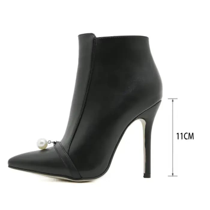Bottines à talons aiguilles en perles pour femmes, chaussures courtes à bout pointu avec fermeture éclair latérale solide, nouvelle mode automne 2026, talons hauts fins en PU