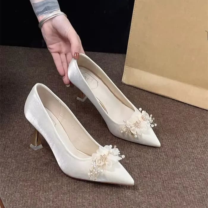 Chaussures de mariage en Satin blanc pour femmes