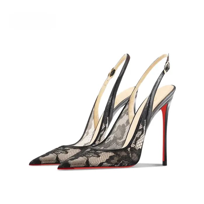 Nouvelles sandales à talons hauts en dentelle blanche à bouts pointus, talons fins et bouche peu profonde, confortables à porter avec un seul pied