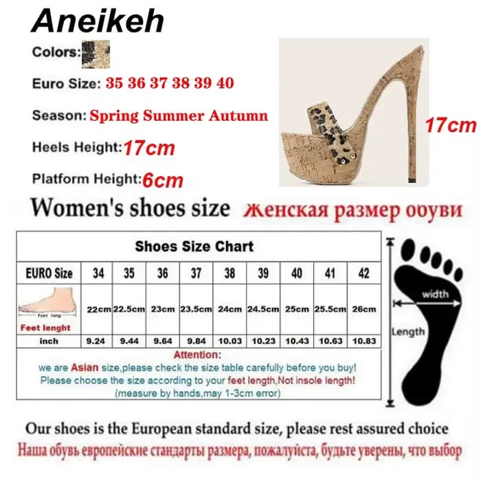 Aneikeh Sexy léopard plate-forme sandales talons hauts 2025 pantoufles d'été Mules dames mode Peep orteil sans lacet Club chaussures curseurs