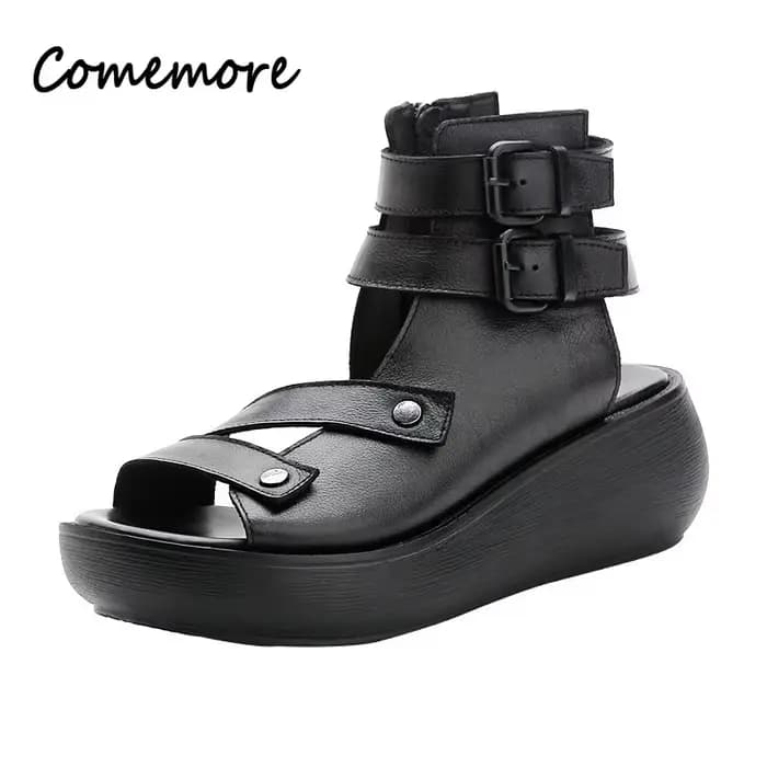 Sandales de gladiateur en cuir rétro pour femmes