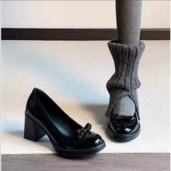 Escarpins 2026 Vintage à Nœud en Cuir Verni