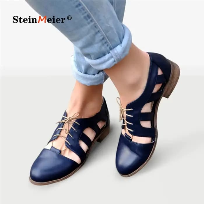 Oxfords-Sandales en cuir véritable pour femmes