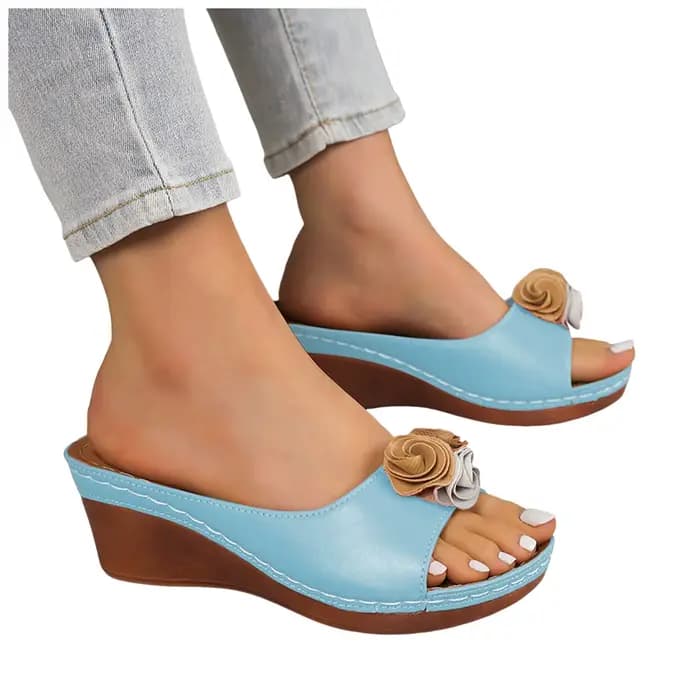 Femmes fleur sandales 2025 talons compensés chaussures d'été