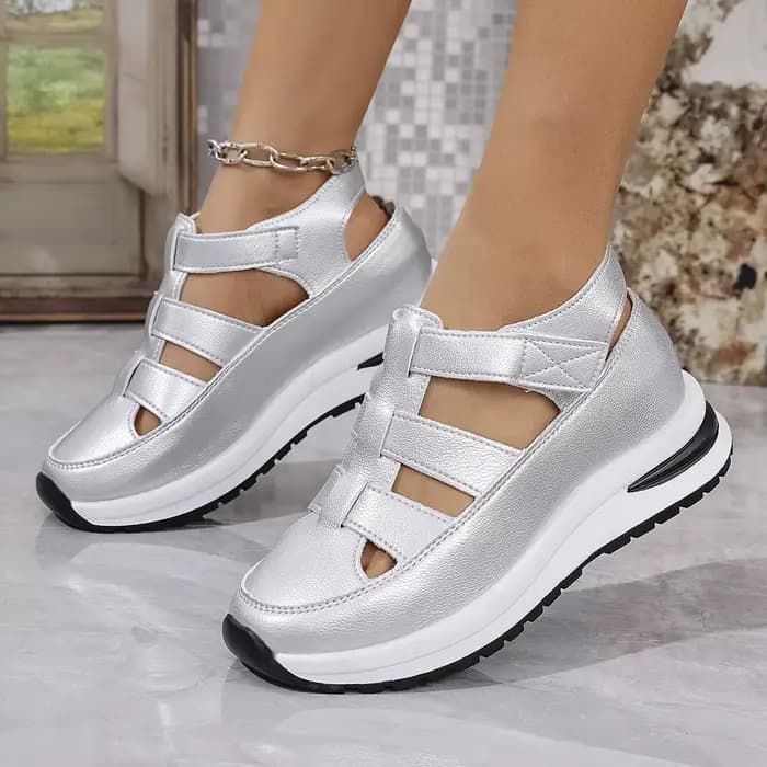 Sandales pour femmes, chaussures d'été, plateforme, talon compensé, gladiateur, confortables, décontractées, nouveauté, luxe, blanc, bout rond, en promotion