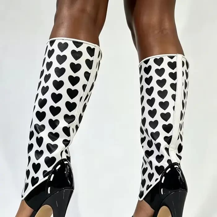 Bottes sandales noires à couleurs mélangées