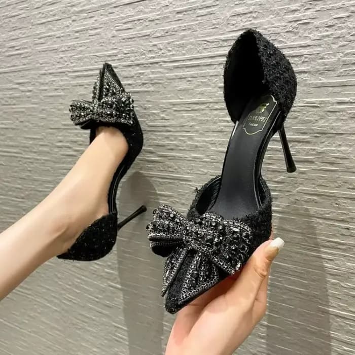 Chaussures de Mariage Blanches de Luxe à Nœud Papillon en Perles et Cristaux pour Femme, Escarpins de Marque de Créateur à Talons Hauts et Fins pour Femme, Chaussures de Soirée Printemps