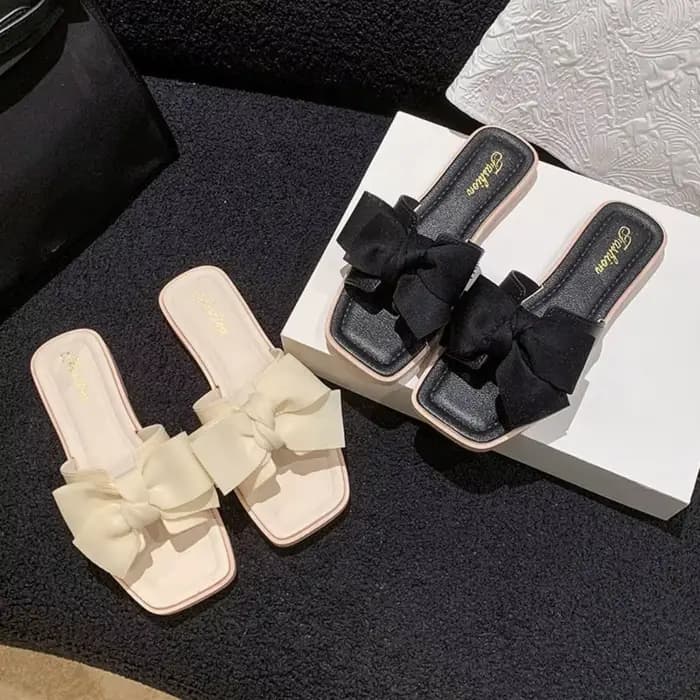 Pantoufles élégantes à semelle souple avec nœud papillon