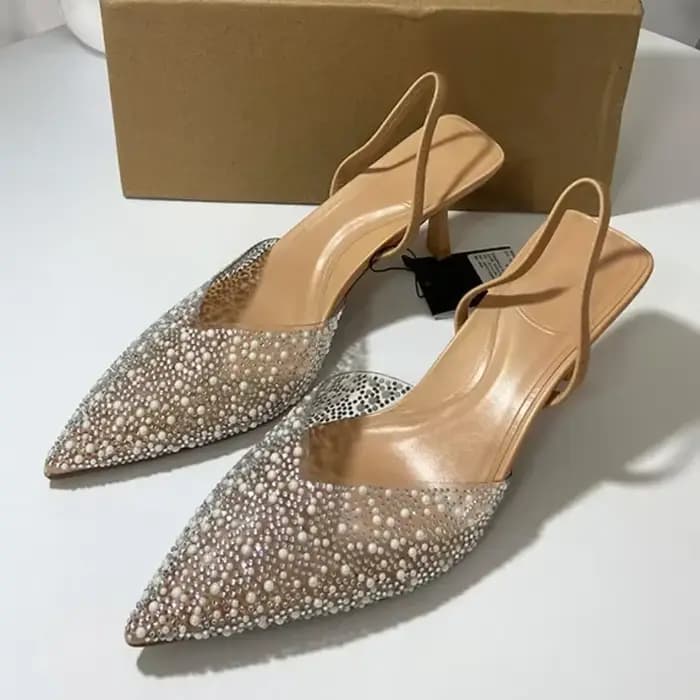 Sandales à Talons Hauts Transparents et Pointus pour Femme