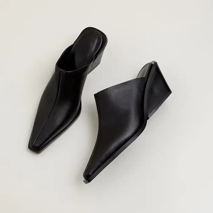 Mules en cuir véritable pour femmes