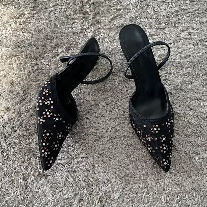 Escarpins de luxe pour femme avec détails en sequins et cristaux