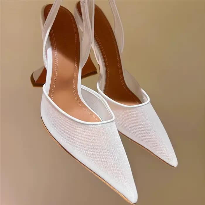 Sandales à talons hauts été nouvelle dentelle pointue maille verre à vin talon chaussures de mariage robe de banquet