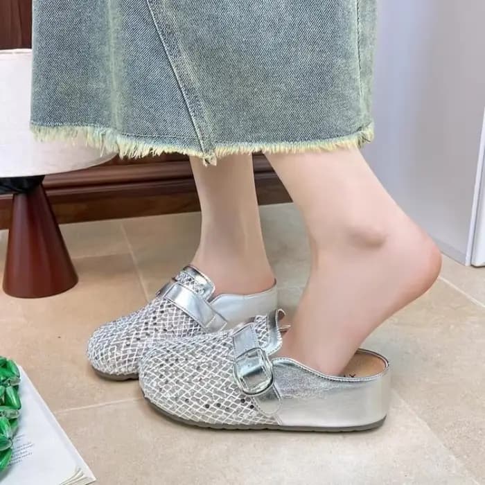 Mules coréennes ajourées en maille pour femmes
