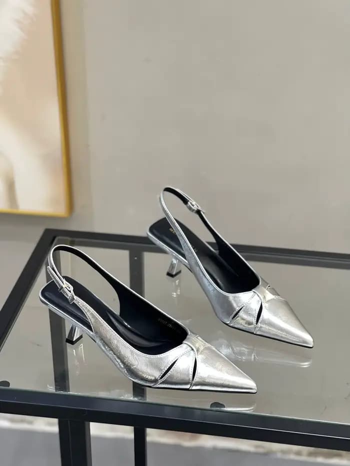 Nouvelles sandales Baotou à bout pointu et bride arrière pour femme, à boucle, à talon aiguille, en cuir verni, à enfiler