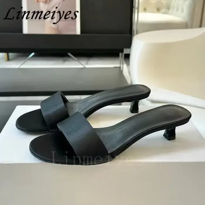 Pantoufles Peep Parker en cuir véritable pour femmes