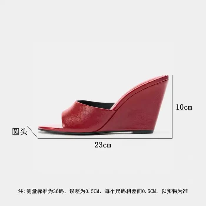 Mules compensées en cuir pour femme, à bout carré ouvert, décontractées et élégantes, tendance, à enfiler, design épuré pour tenues quotidiennes