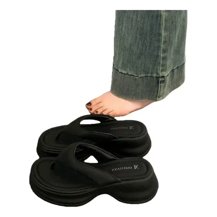 Sandales noires à talon épais pour femme