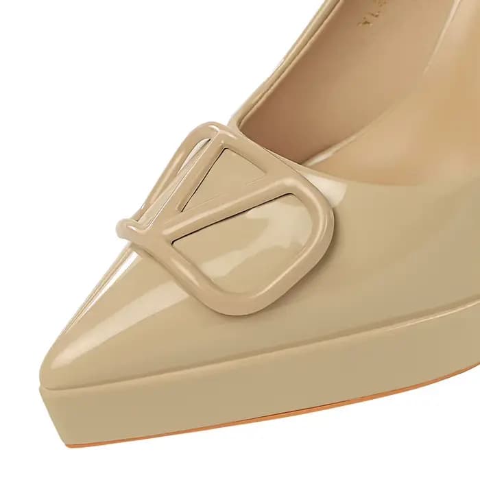 Chaussures à talons hauts élégantes pour femmes, 12 cm, escarpins en cuir verni brillant, boucle, chaussures chics à bout pointu pour femmes, chaussures de soirée, chaussures de rendez-vous