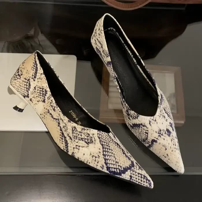 Imprimé léopard Sexy talon bas concepteur femmes chaussures bout pointu pompes femme peu profond confort élégant
