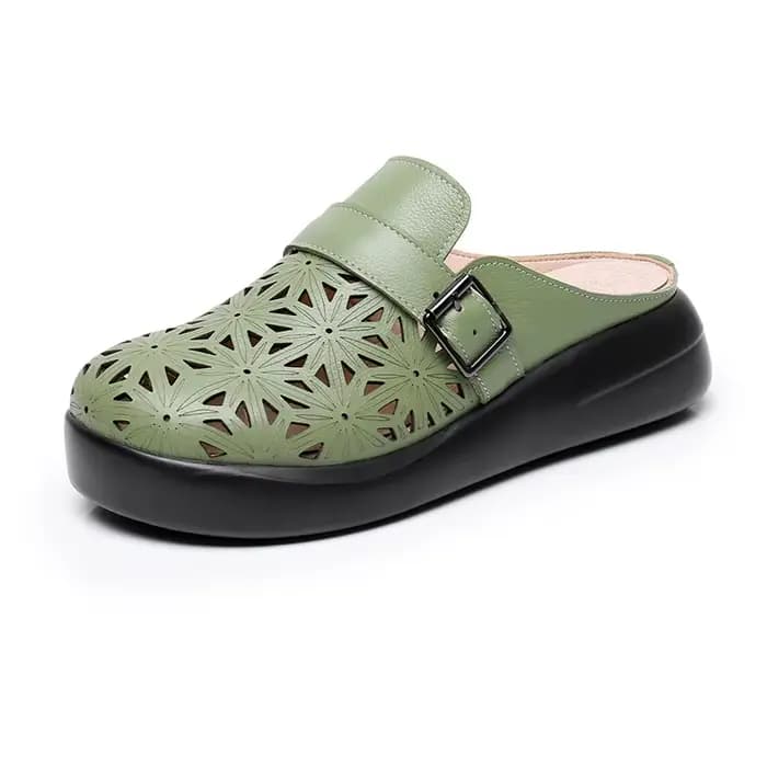 GKTINOO – mules romaines d'été pour femmes, chaussures en cuir de vache véritable, semelle souple avec sangle à boucle, pantoufles de sandales faites à la main